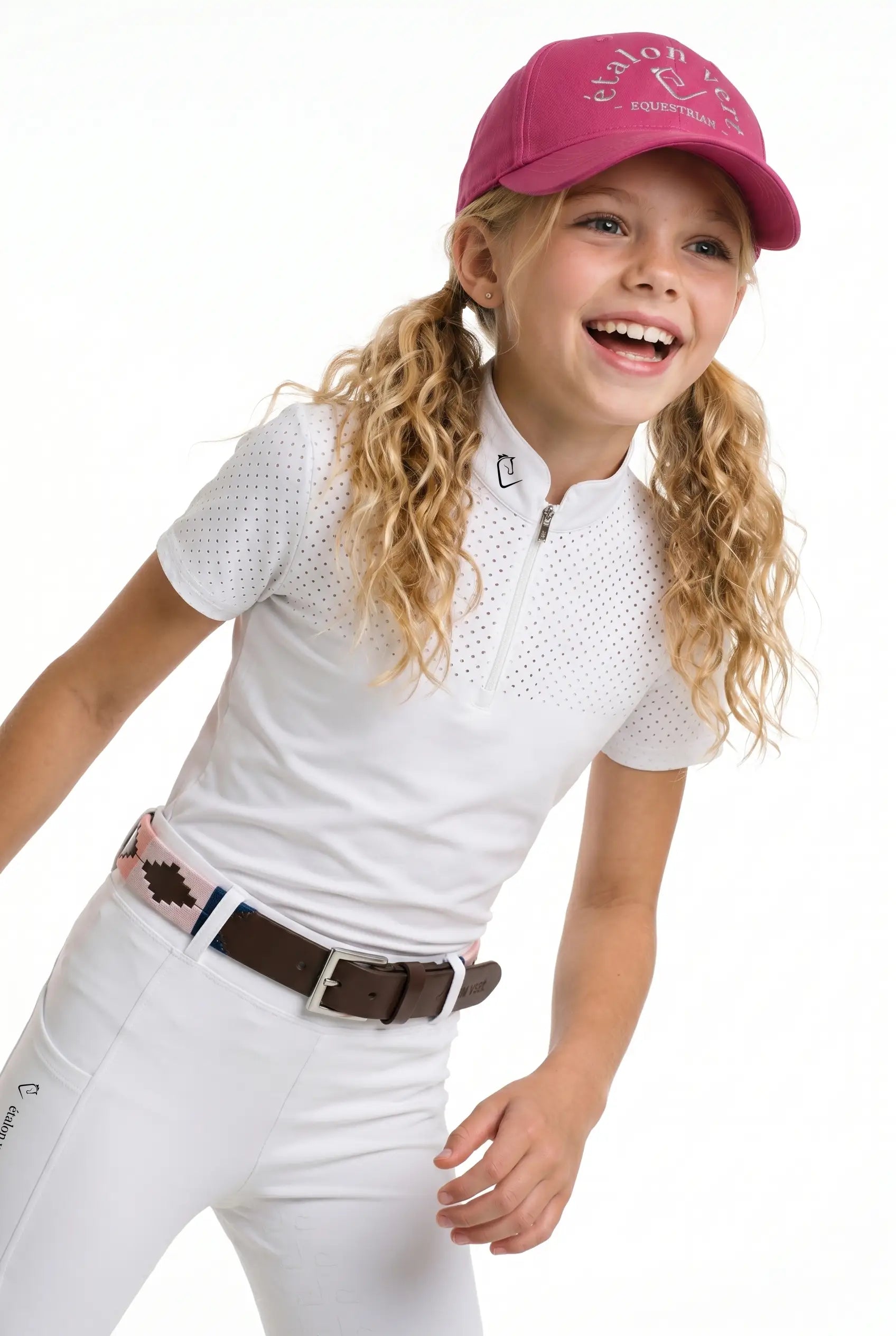 Funktionsshirt Star Gold Young Riders Kurzarm perforiert - White