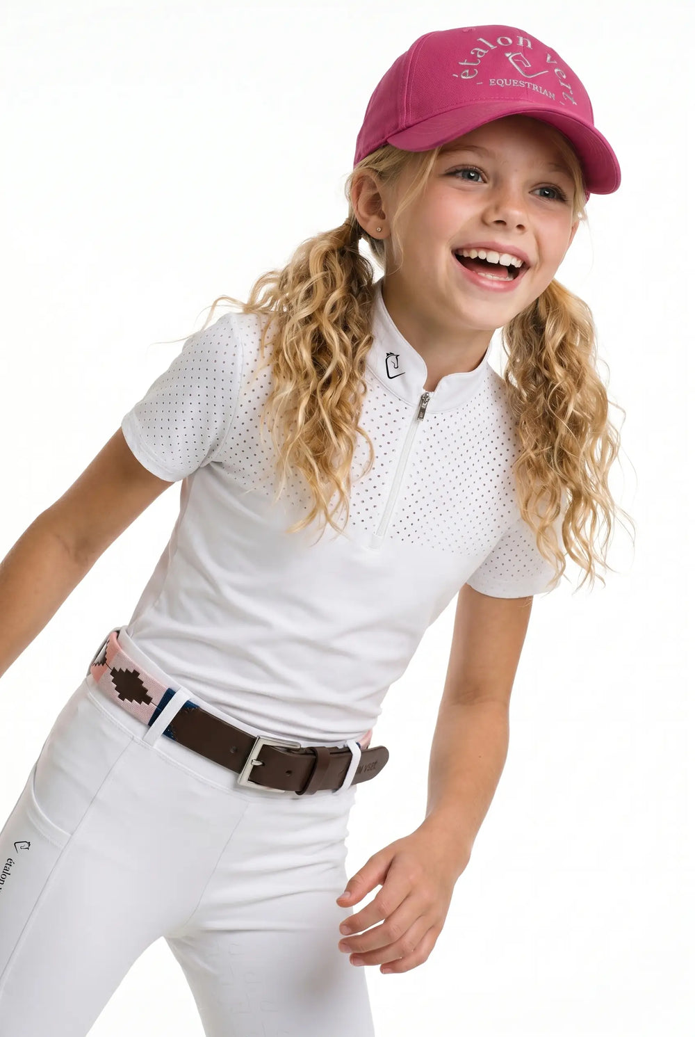 Performance Shirt Star Gold Young Riders Short Sleeve Perforated - White