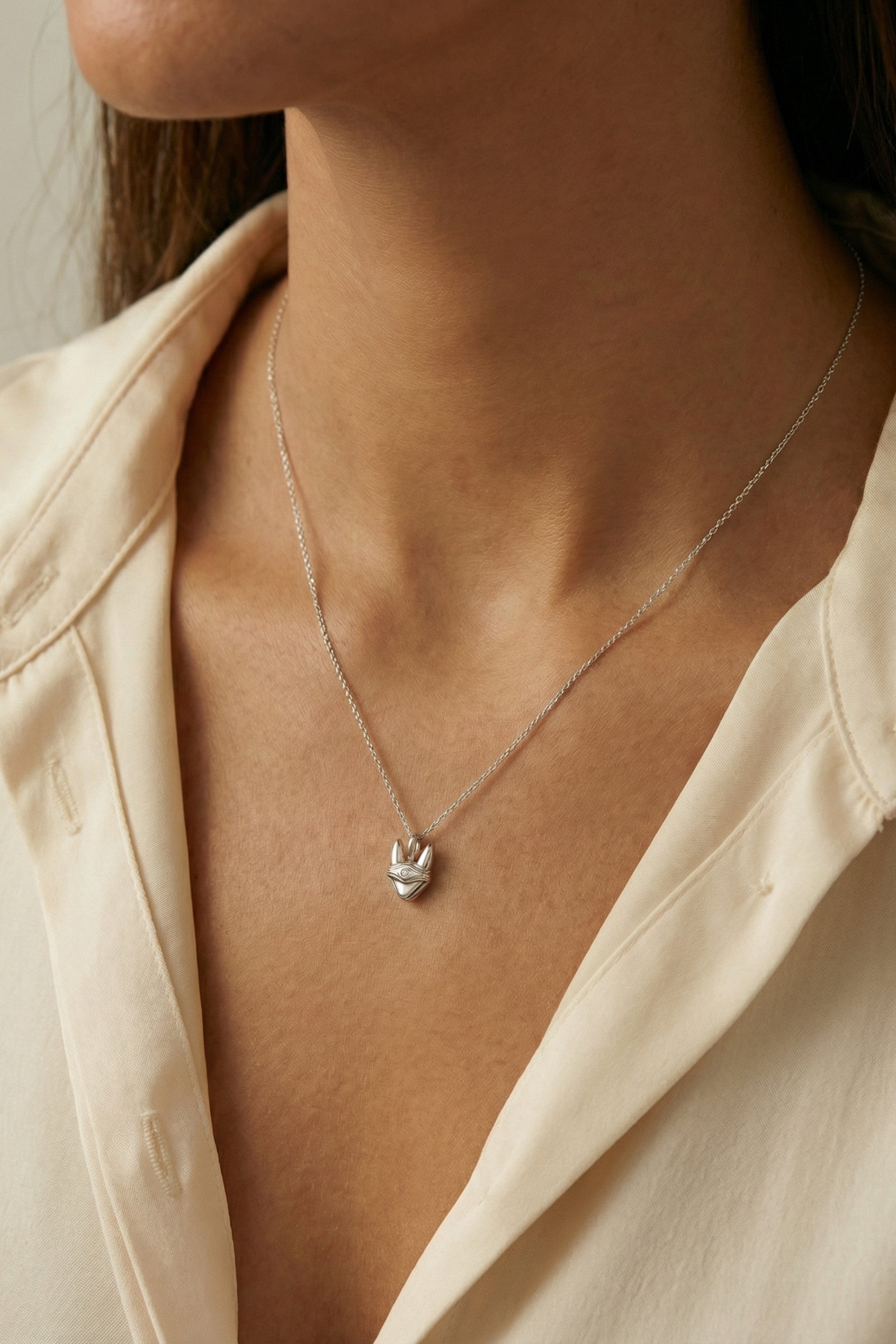 Halskette - Charm - Fliegenohren - Silber