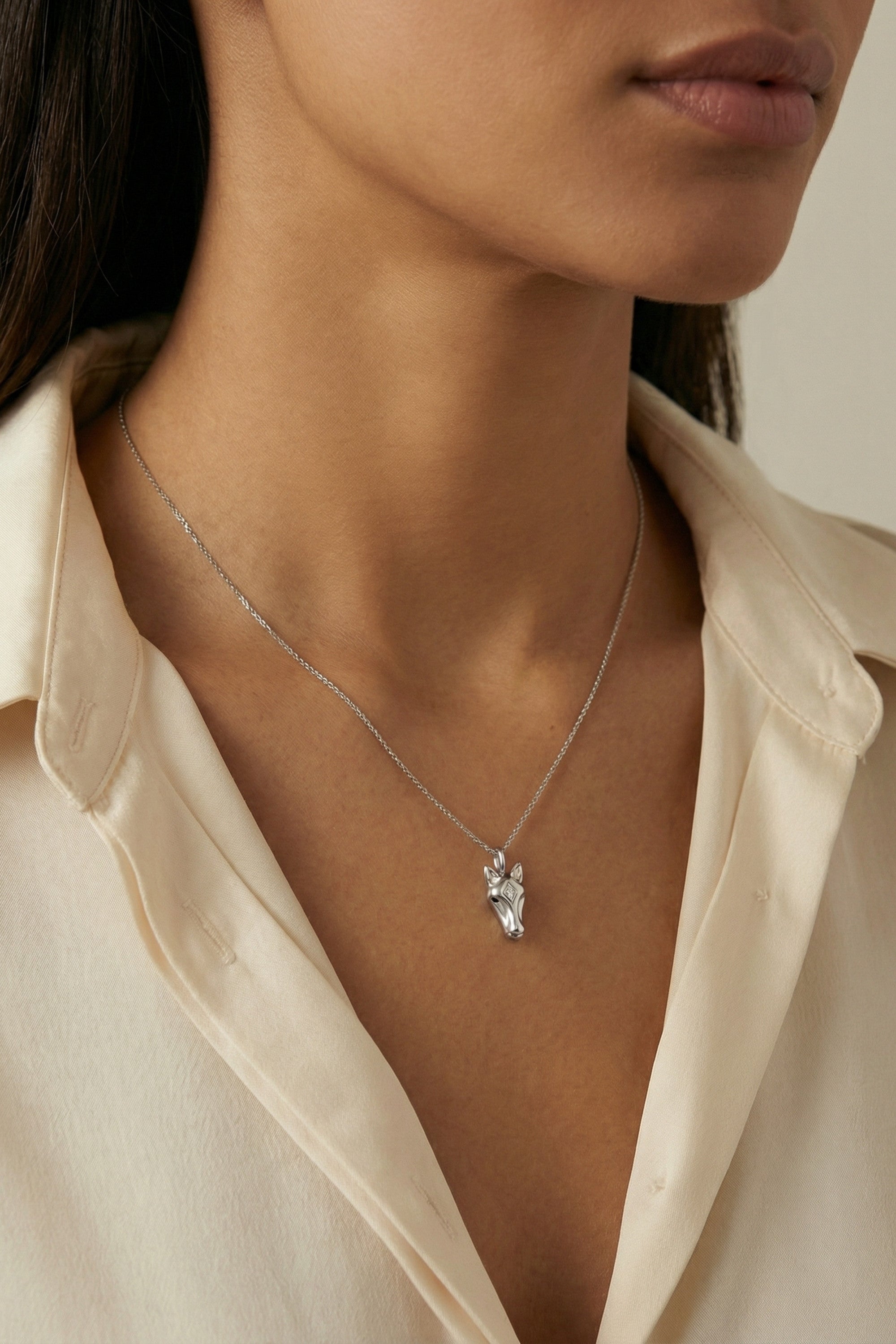 Halskette - Charm - Pferdekopf - Silber