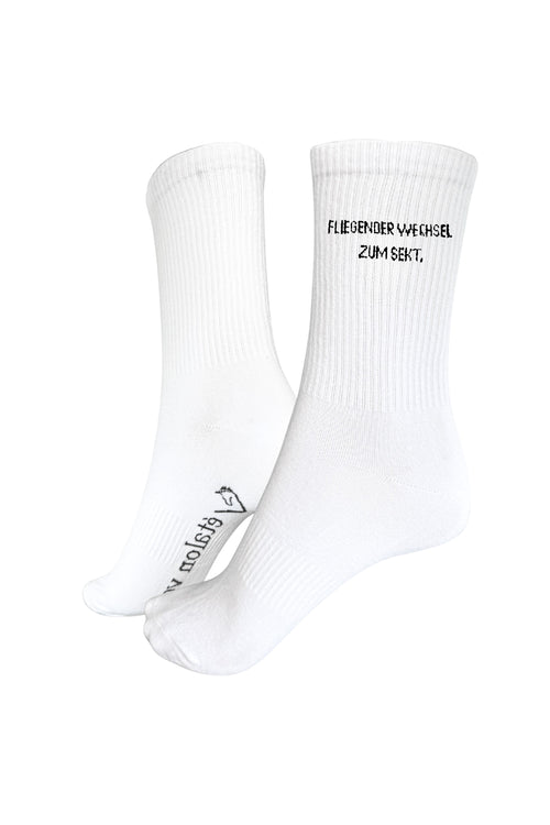 Sportsocken - Fliegender Wechsel. Zum Sekt. Icon