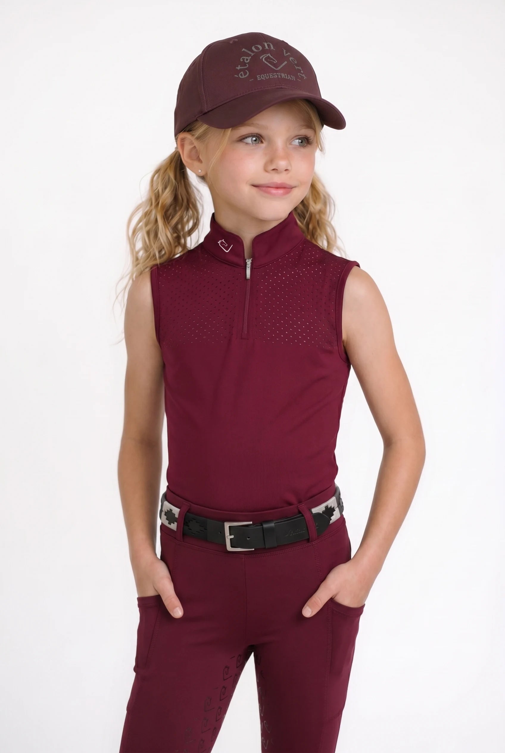 Functional shirt Star Gold Young Riders Sleeveless - Burgundy