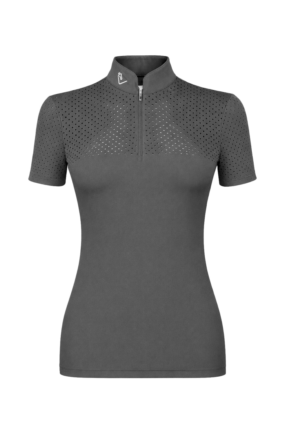Young Riders Star Gold Short-Sleeve Perforated Performance Shirt - Stone Grey