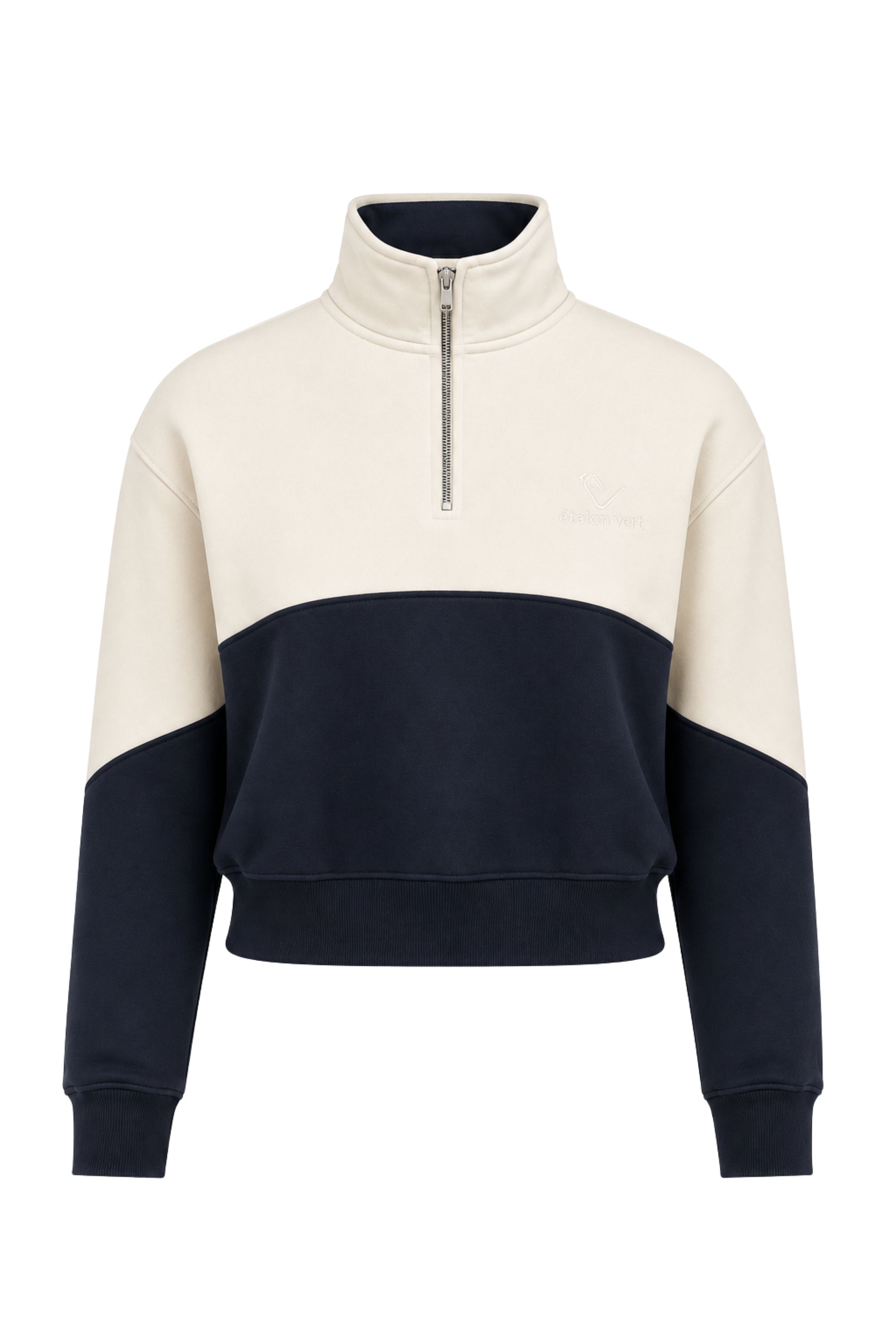 Zip Sweater - Off-white/Navy