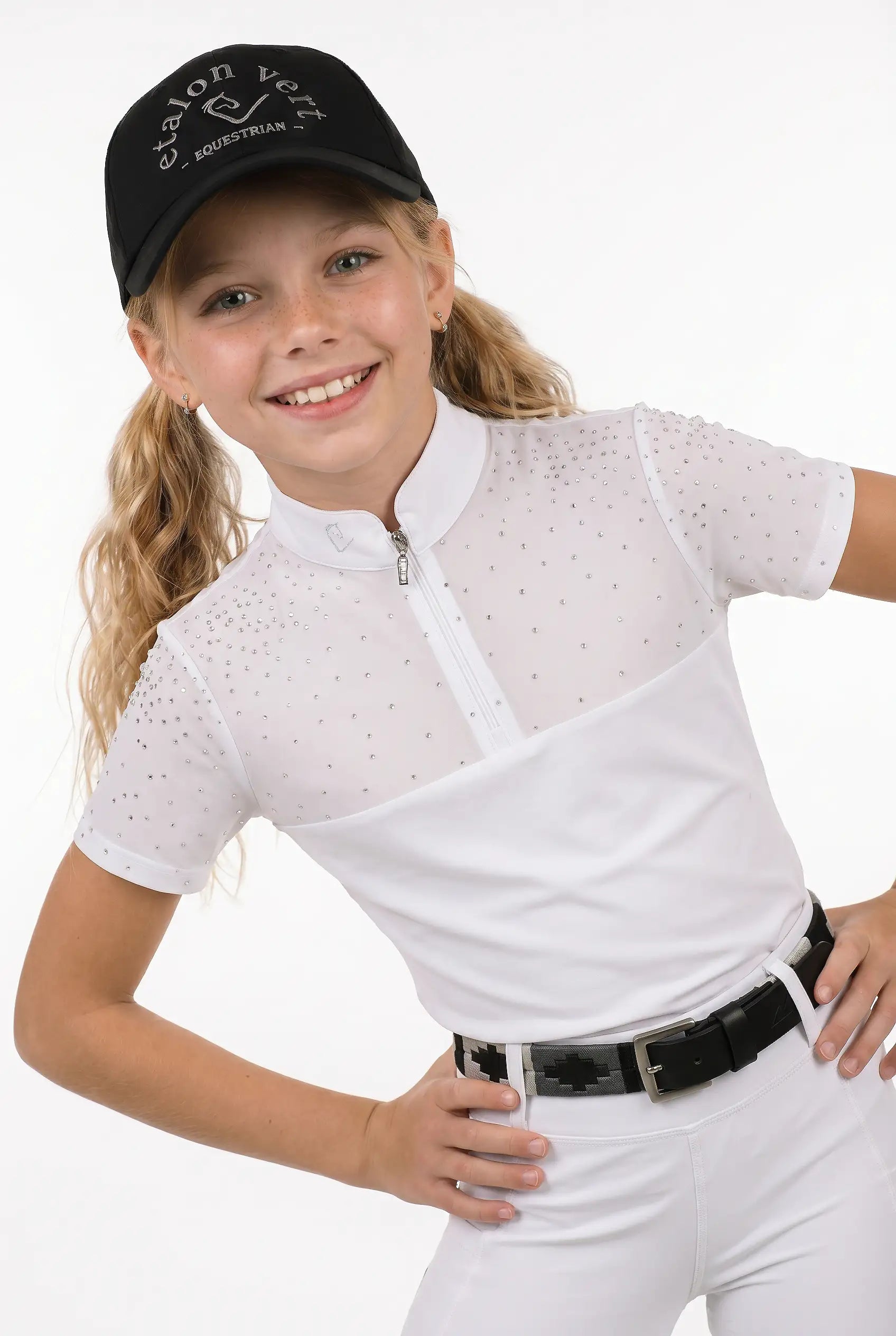 Funktionsshirt Star Gold Mesh - White - Glitter Edition - Young Riders