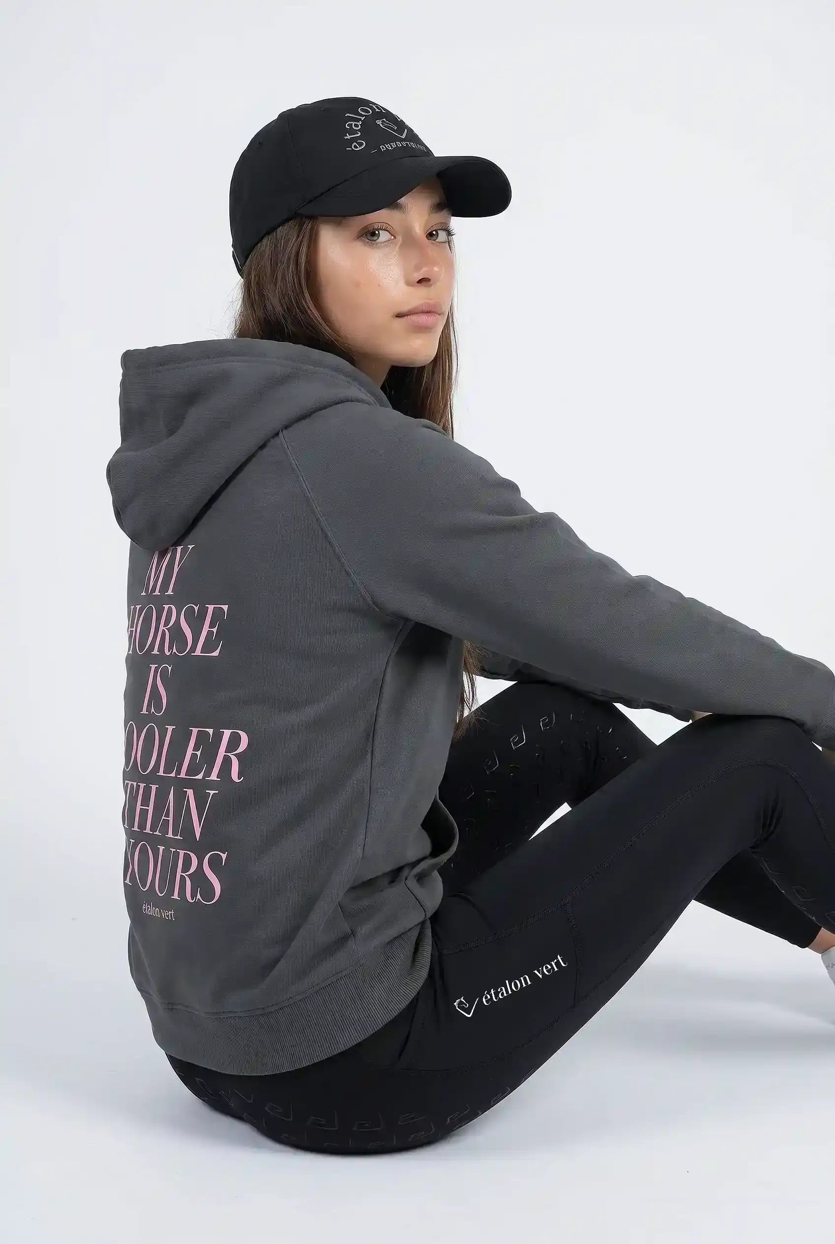 Quaterback Hoodie My Horse is cooler than yours - Anthracite