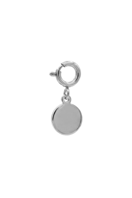 Engraved charm - round - silver - bracelet