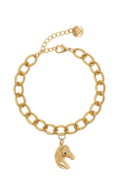Charm Armband - Horse Head - Gold