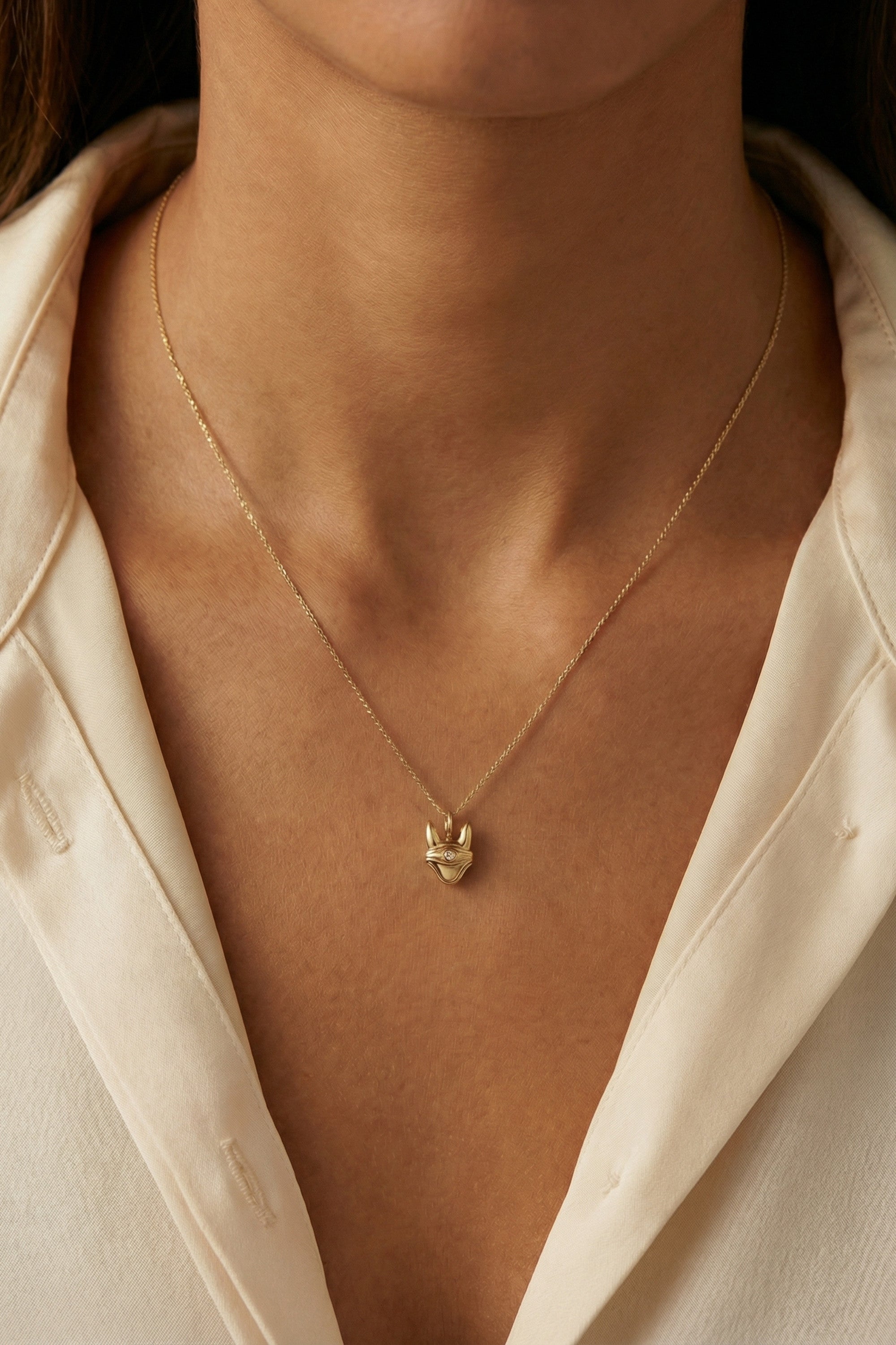 Halskette - Charm - Fliegenohren - Gold