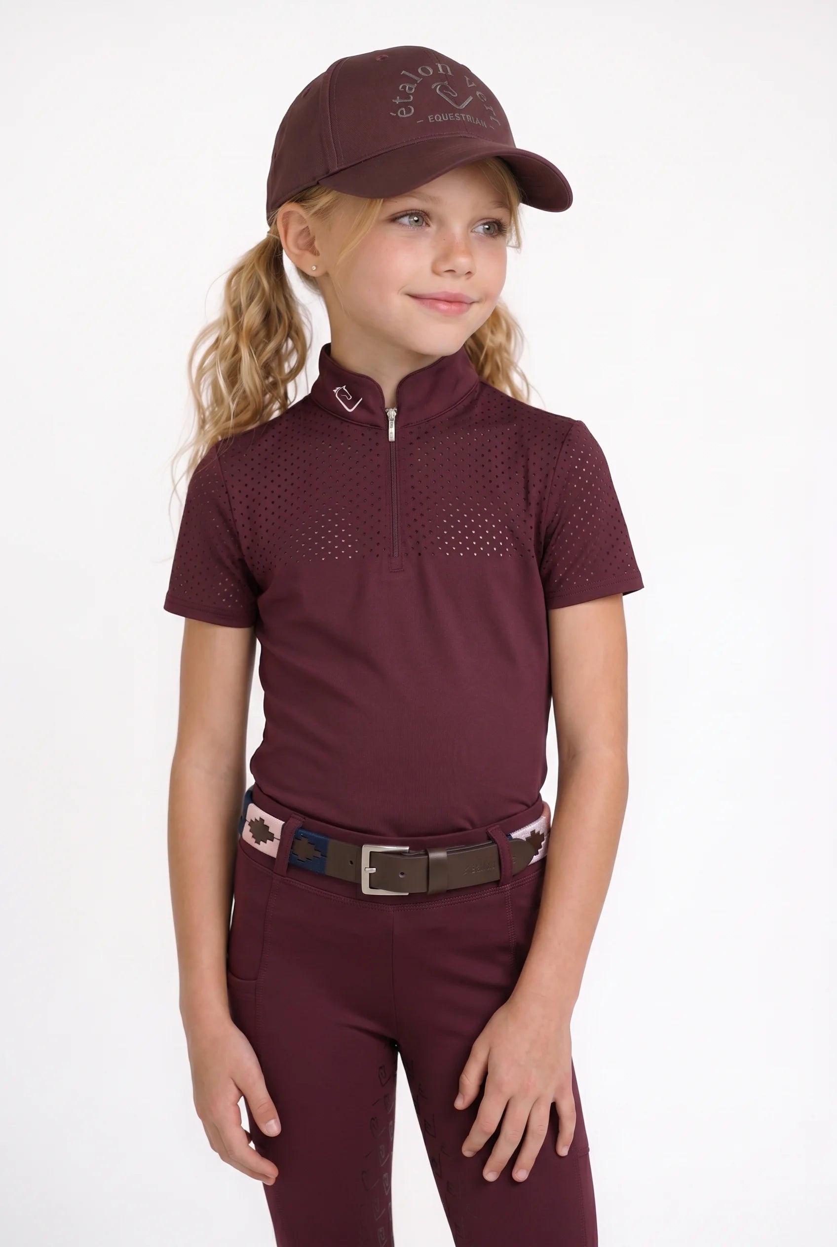 Star Gold Young Riders short-sleeved functional shirt - Burgundy