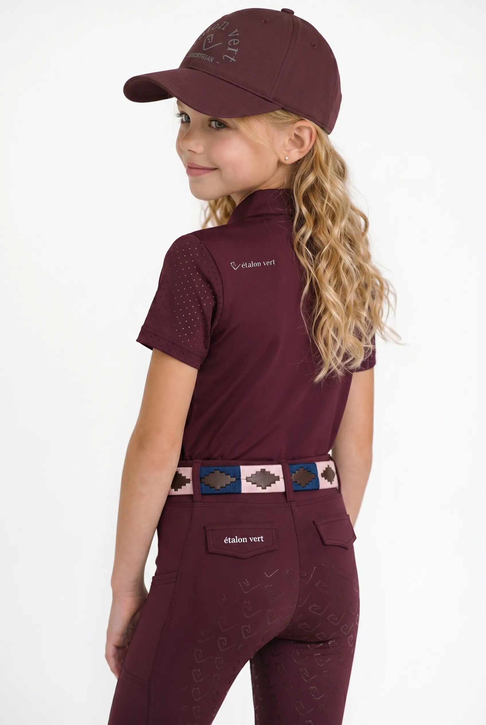 Funktionsshirt Star Gold Young Riders Kurzarm perforiert - Burgundy