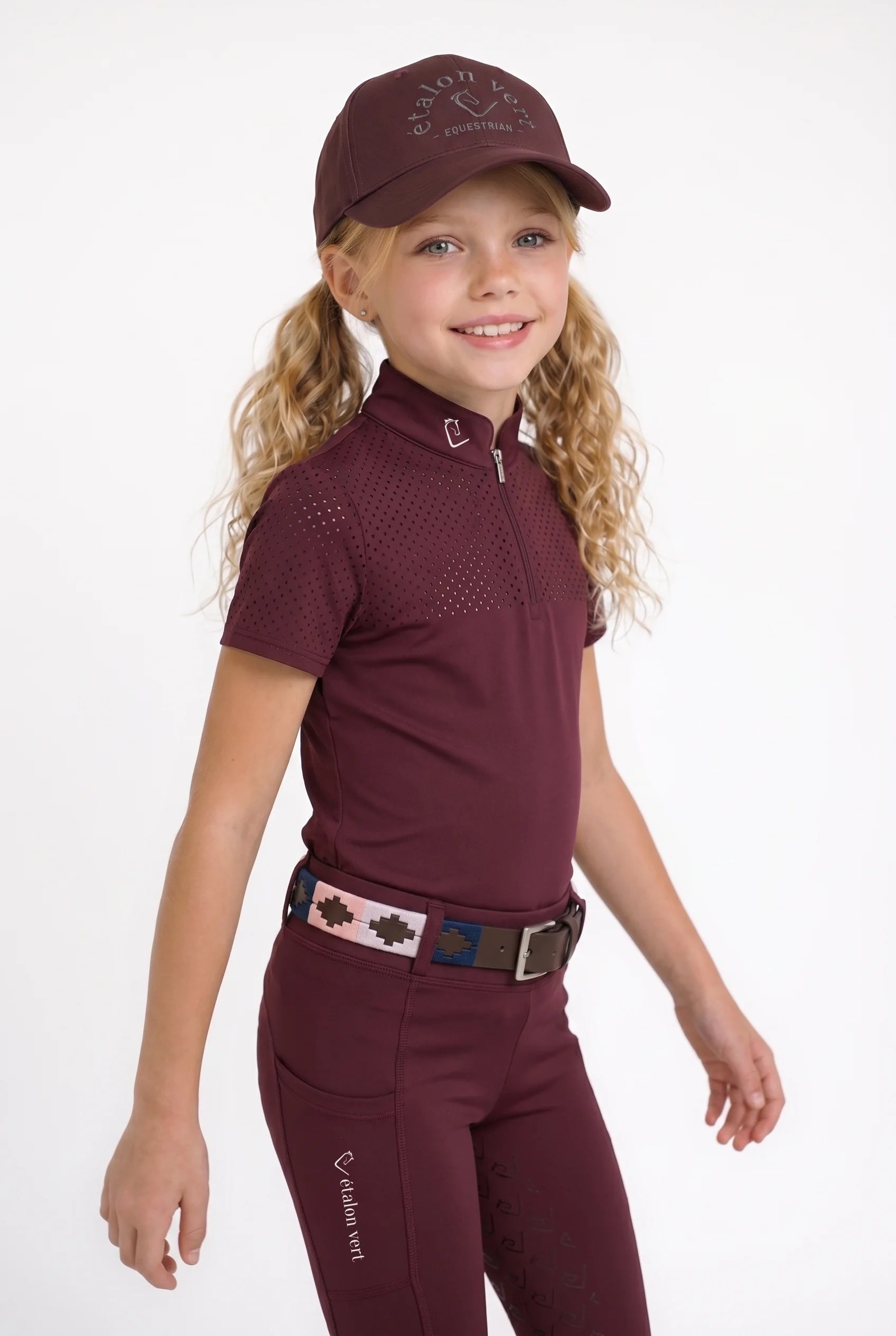 Funktionsshirt Star Gold Young Riders Kurzarm perforiert - Burgundy