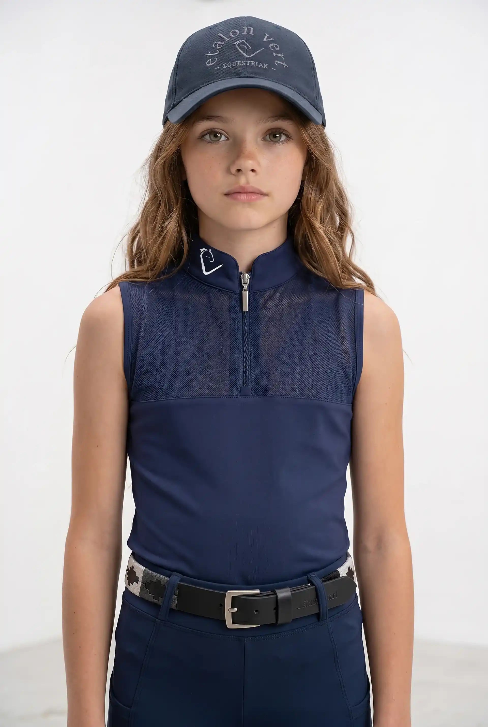 Star Gold Sleeveless Mesh - Navy - Young Riders