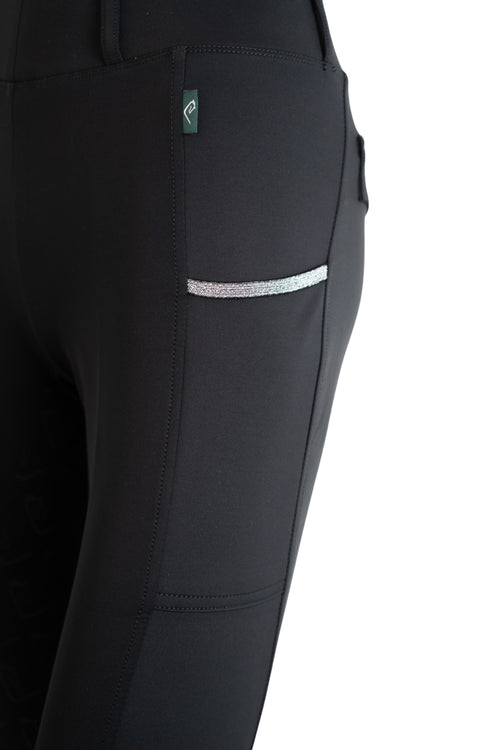 Chacco 2.0 - Compression Kneegrip Leggings - Glitter Edition - Black