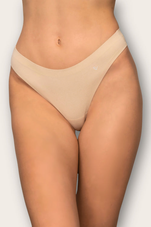 Equestrian seamless Tanga - Beige - 3 Pack