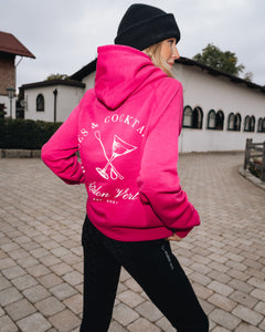 Quaterback 2.0 Normal Fit Hoodie - Horses & Cocktail - Very Berry