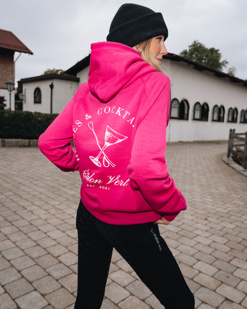 Quaterback 2.0 Normal Fit Hoodie - Horses & Cocktail - Very Berry