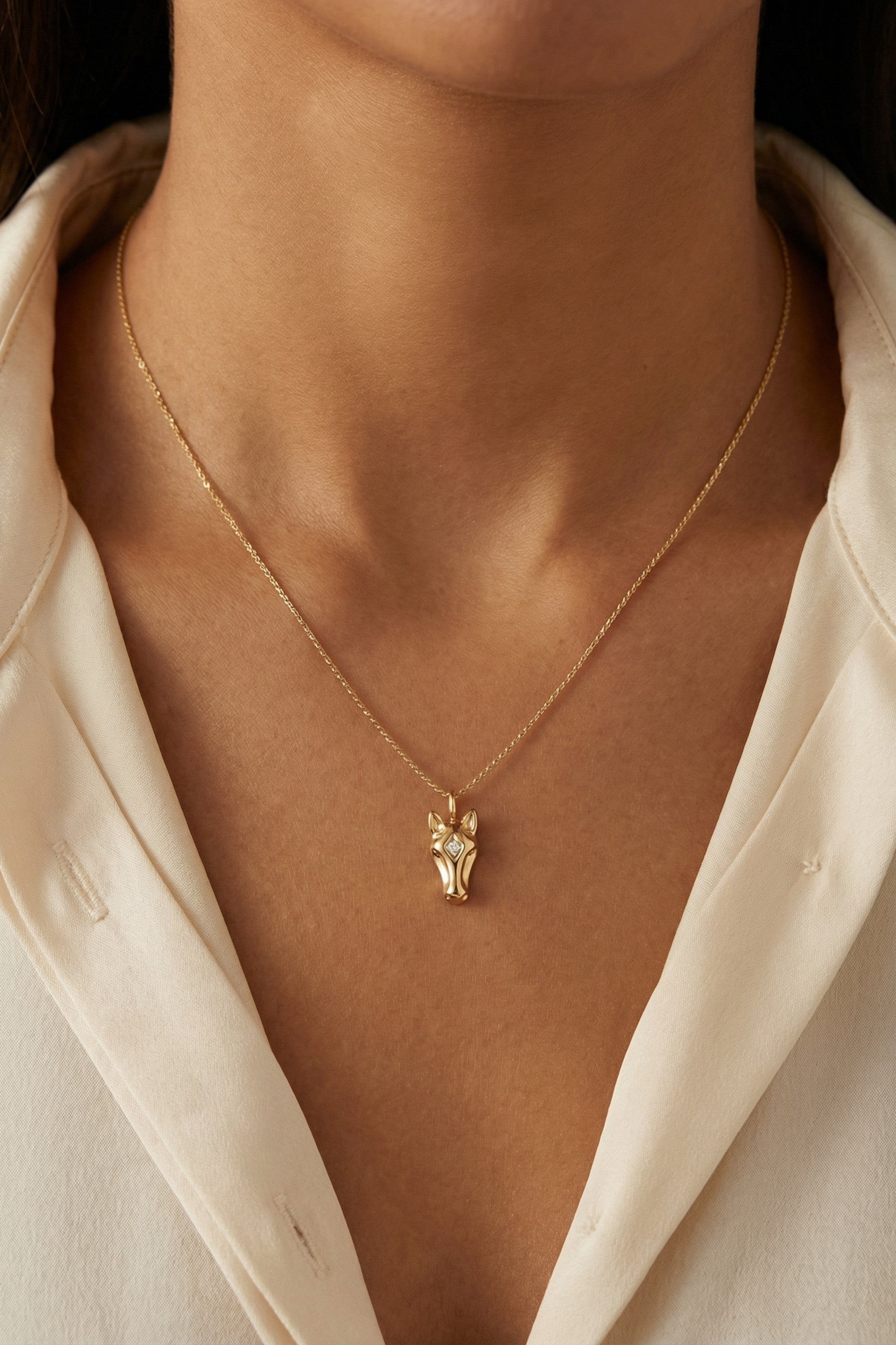 Halskette - Charm - Pferdekopf - Gold