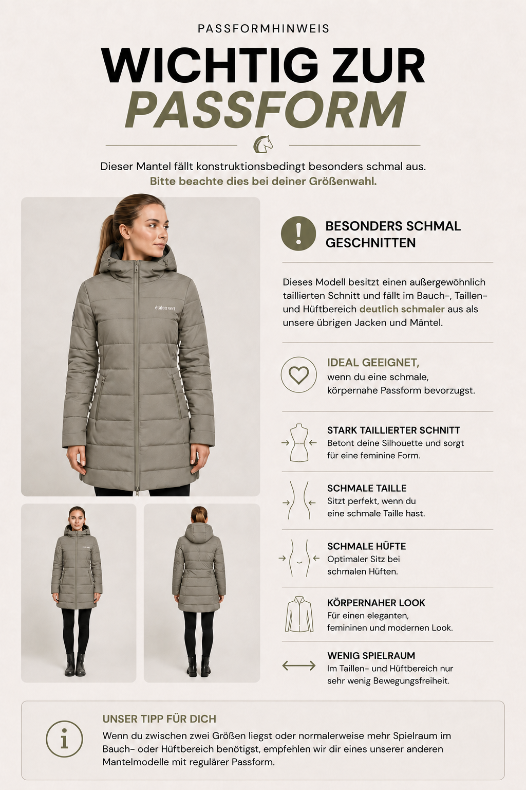 Totilas 2.0 Winter Mantel - Khaki - SlimFit