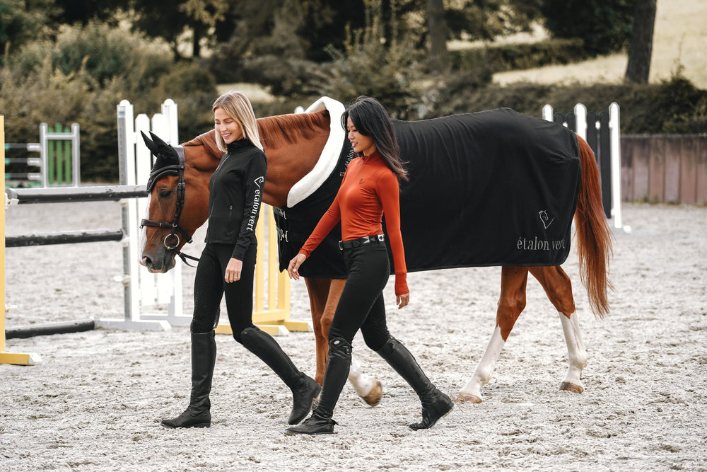 Quartz Sweat Rug with Faux Fur Collar - Black