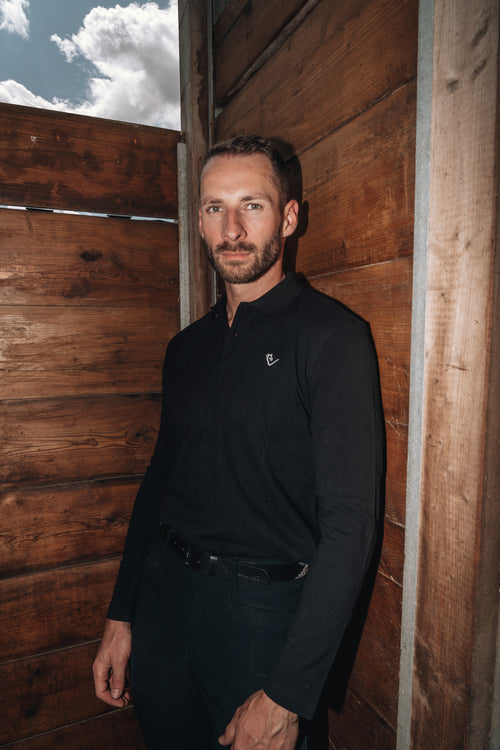 Herren Poloshirt Sandro Hit - Longsleeve - Black