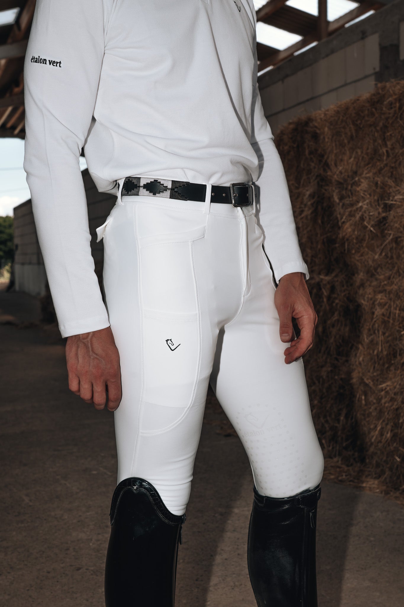 Eros Herren-Reithose Kniegrip - White