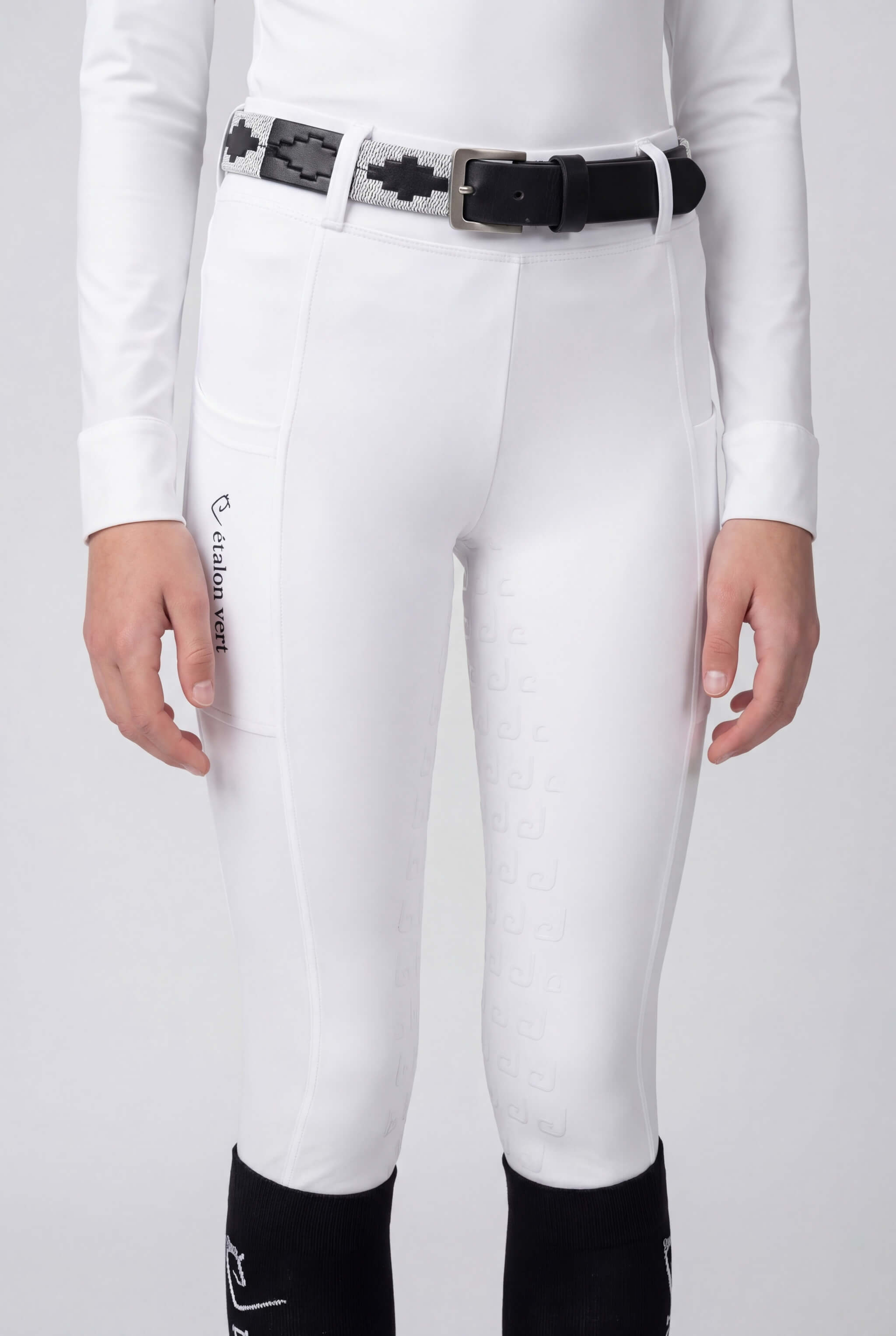 Turnier-Reitleggings Fullgrip - White - Young Riders