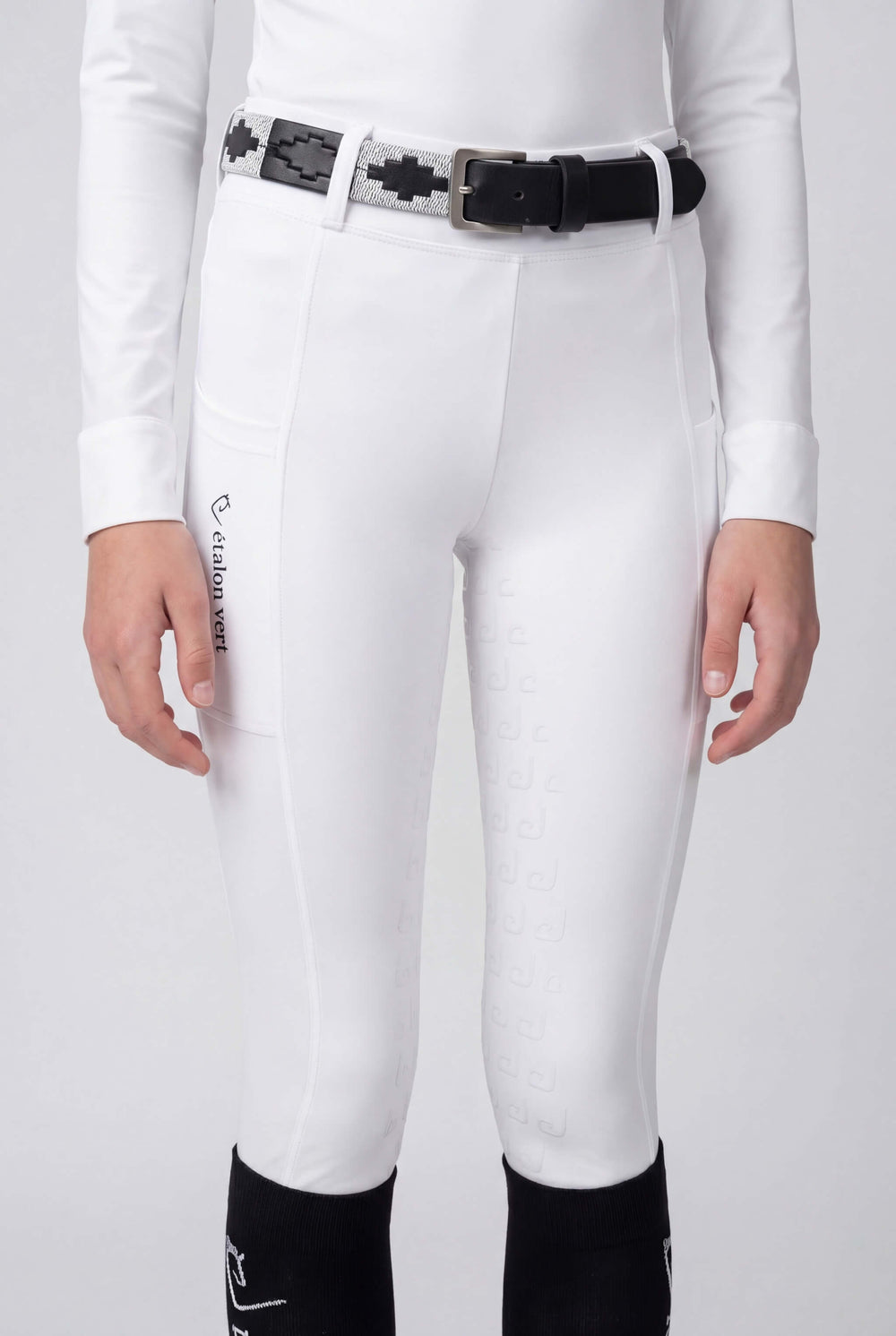 Full-Grip Competition Riding Leggings - White - Young Riders