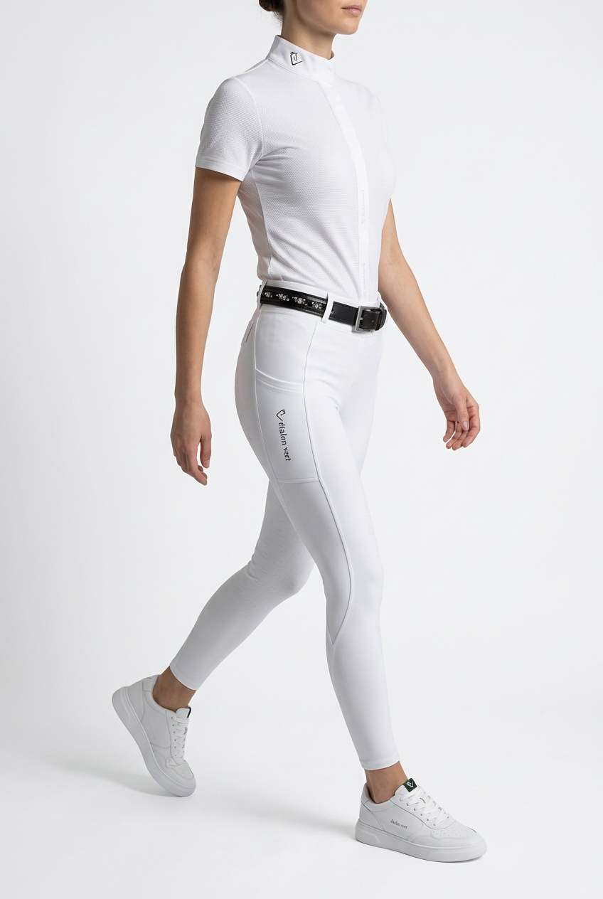Turnier-Reitleggings Kniegrip - White