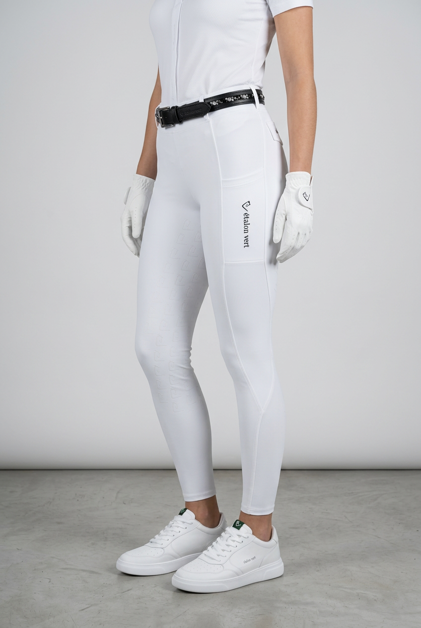 Turnier-Reitleggings Kniegrip - White