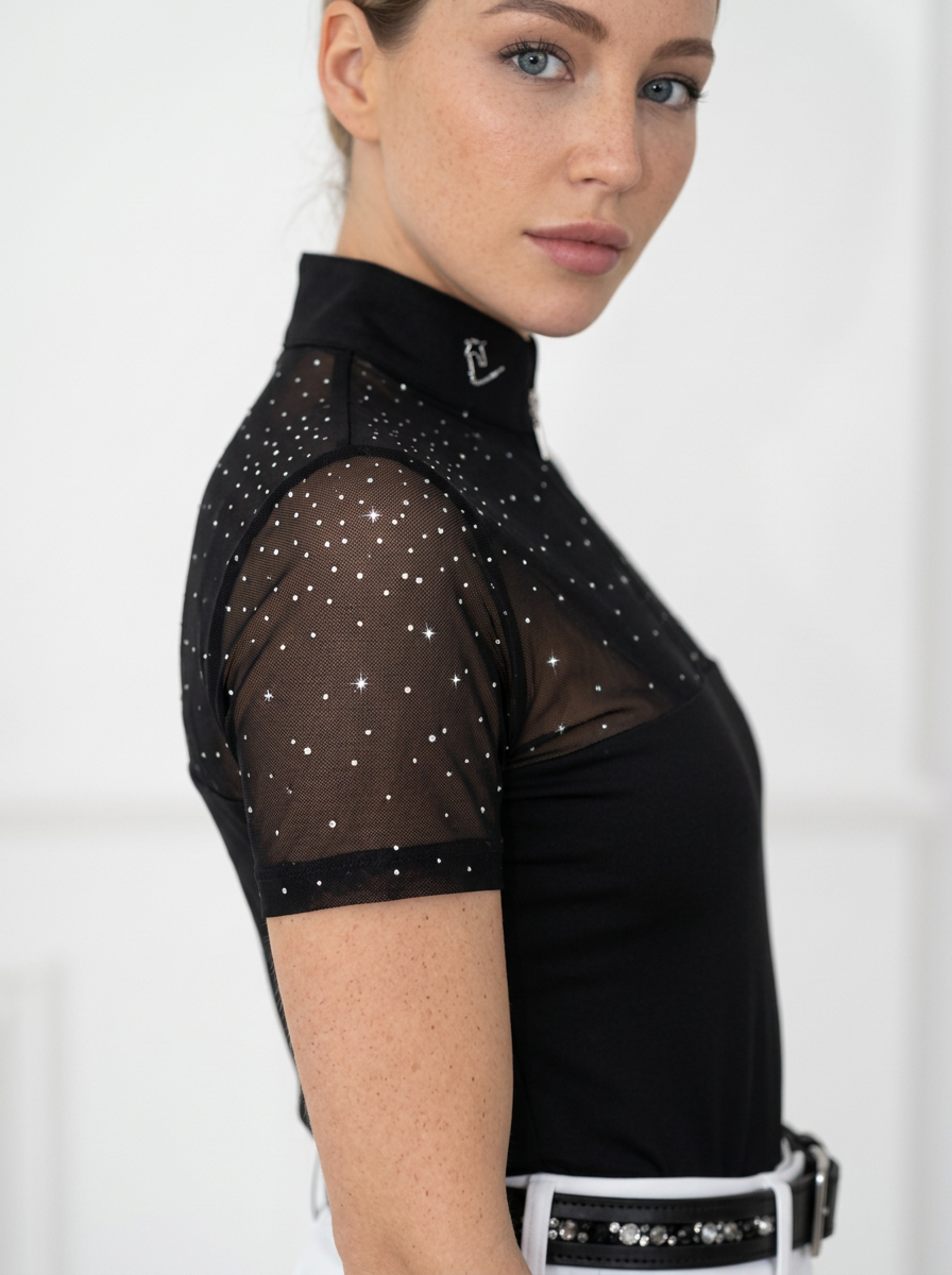 Funktionsshirt Star Gold Mesh Kurzarm - Black - Glitter Edition
