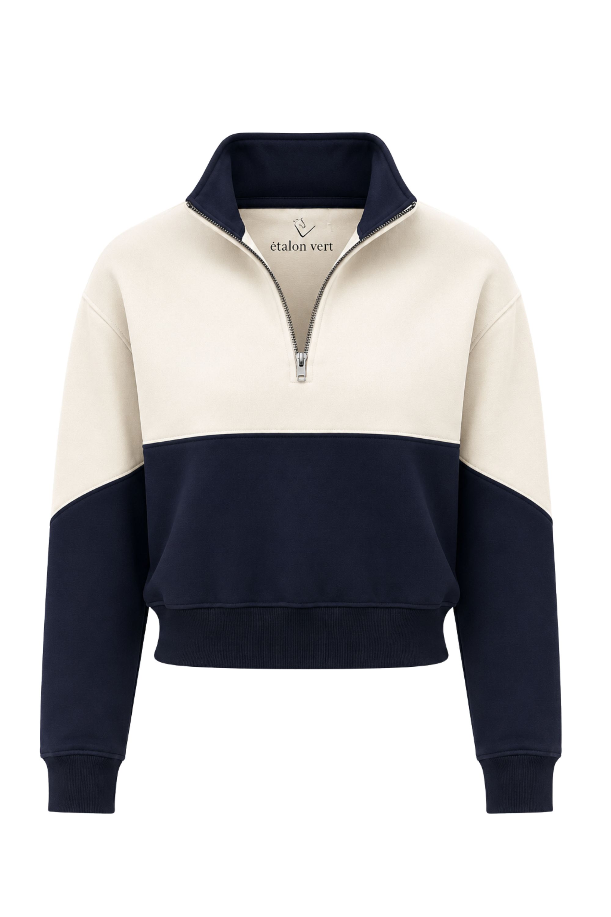 Zip Sweater - Off-white/Navy