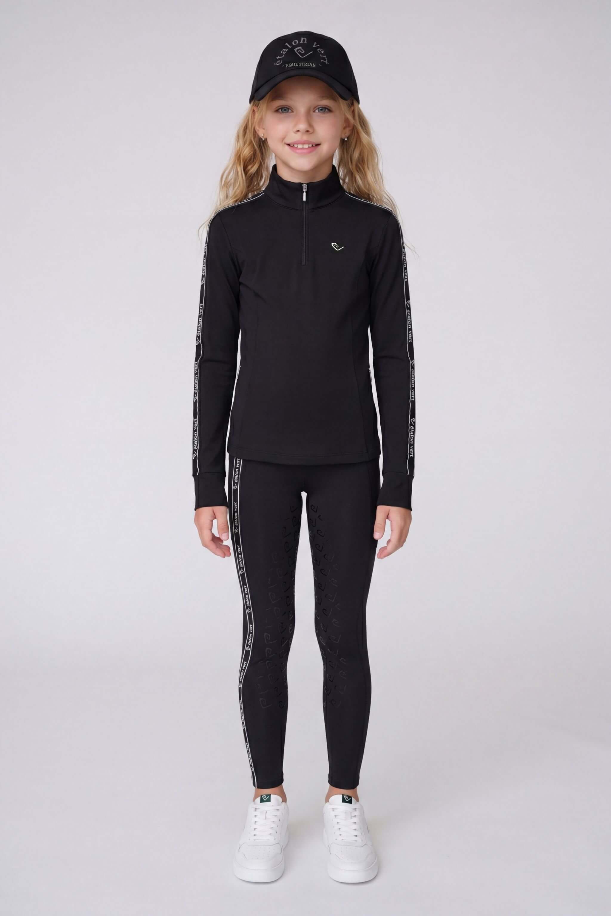 Chacco 2.0 - Legginsy Young Riders Fullgrip - Czarny - Paski