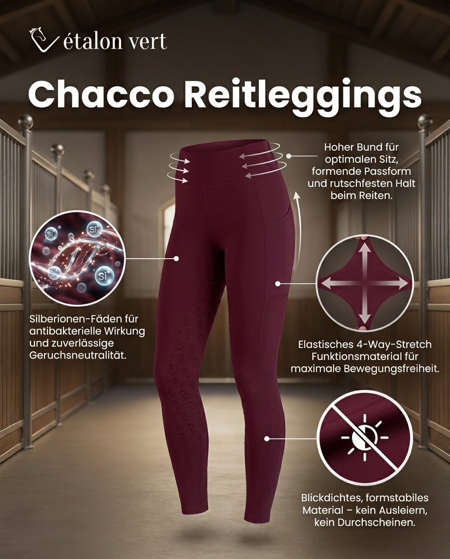 Chacco 2.0 - Legginsy Fullgrip - Burgund