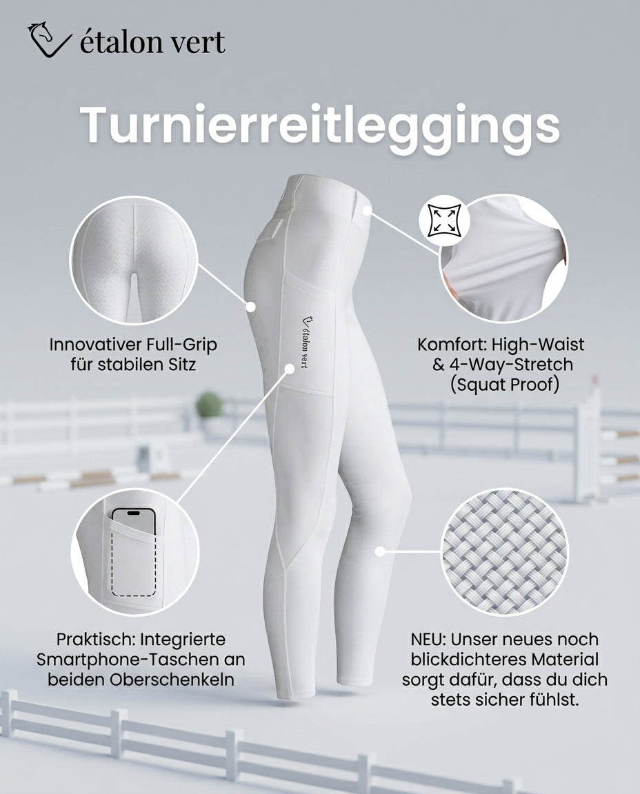 Turnier-Reitleggings Fullgrip - White