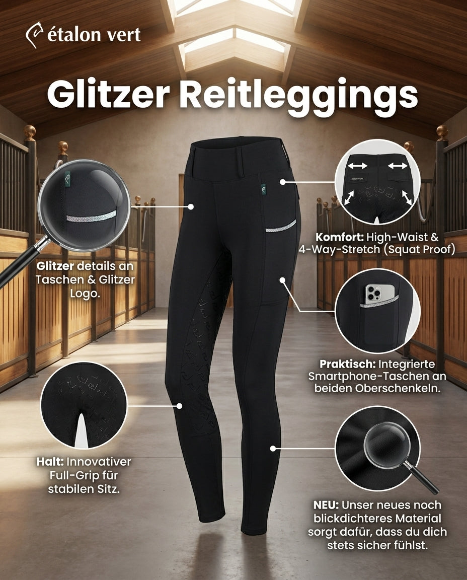Chacco 2.0 - Fullgrip Leggings - Glitter Edition - Black