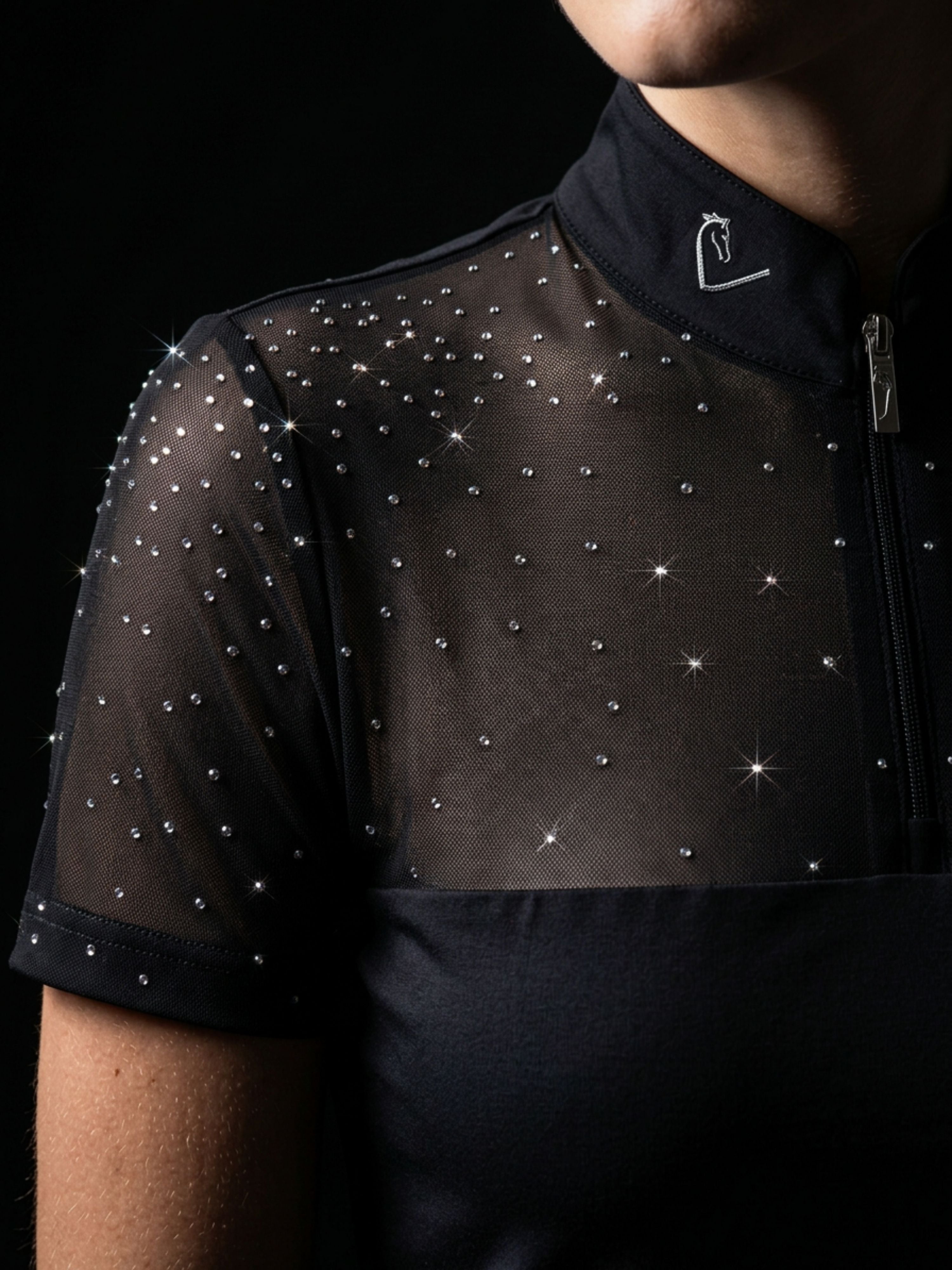 Funktionsshirt Star Gold Mesh Kurzarm - Black - Glitter Edition