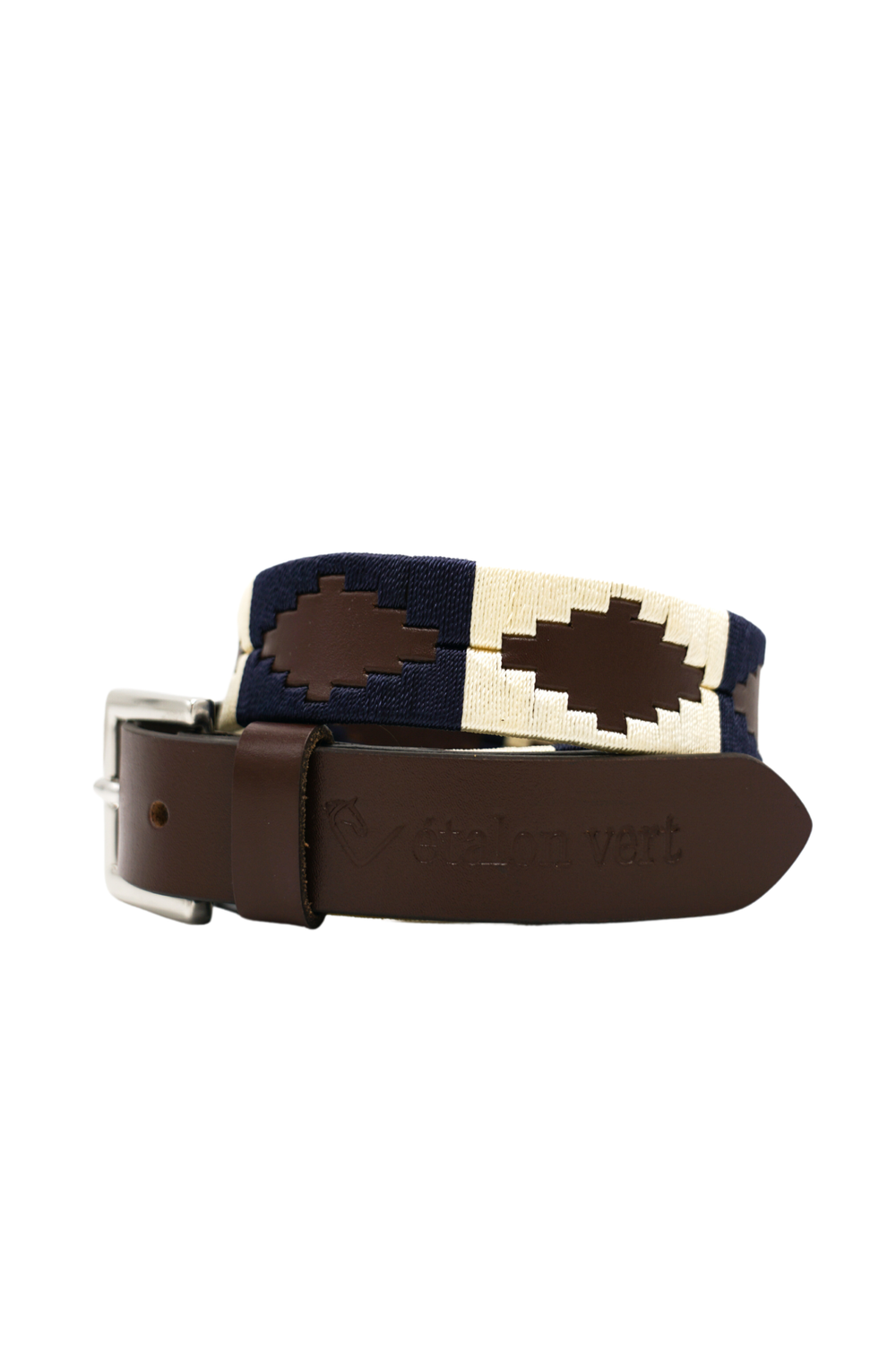 Vitalis Polo Belt 3 cm - Brown: Beige/Navy
