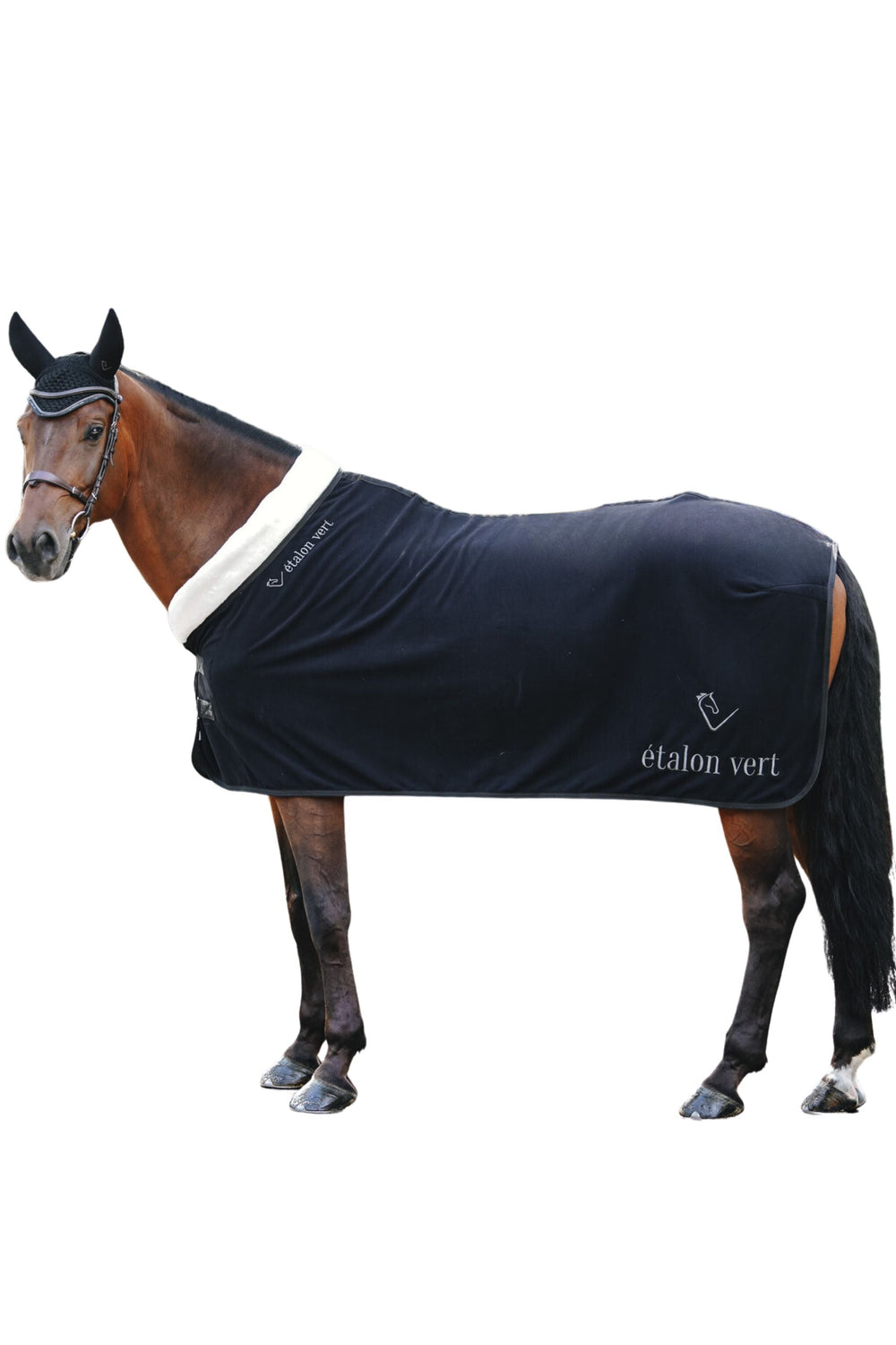 Quartz Sweat Rug with Faux Fur Collar - Black
