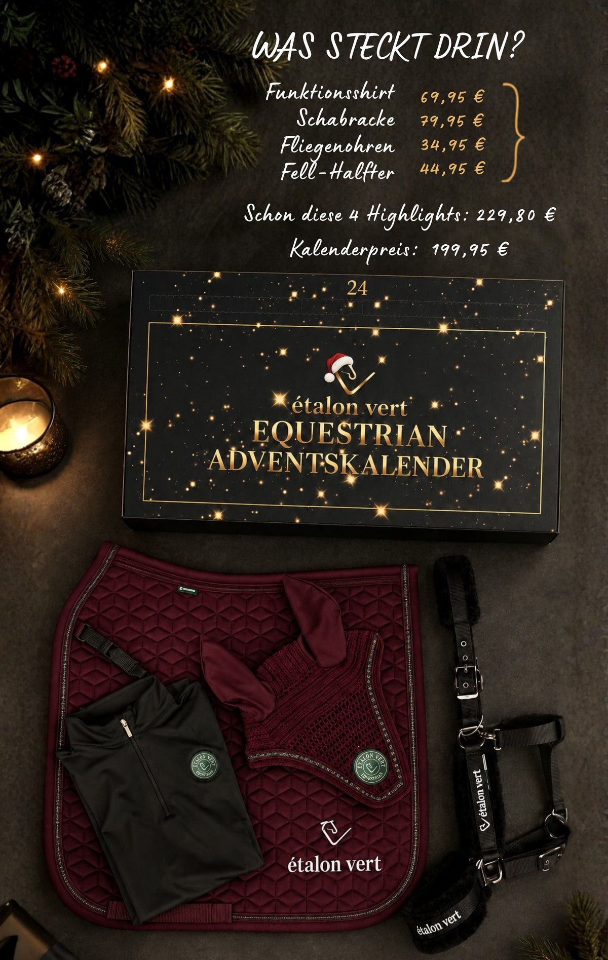 Vier bestätigte Highlights des Adventskalenders 2026 in Burgundy mit Einzelpreisen und Kalenderpreis