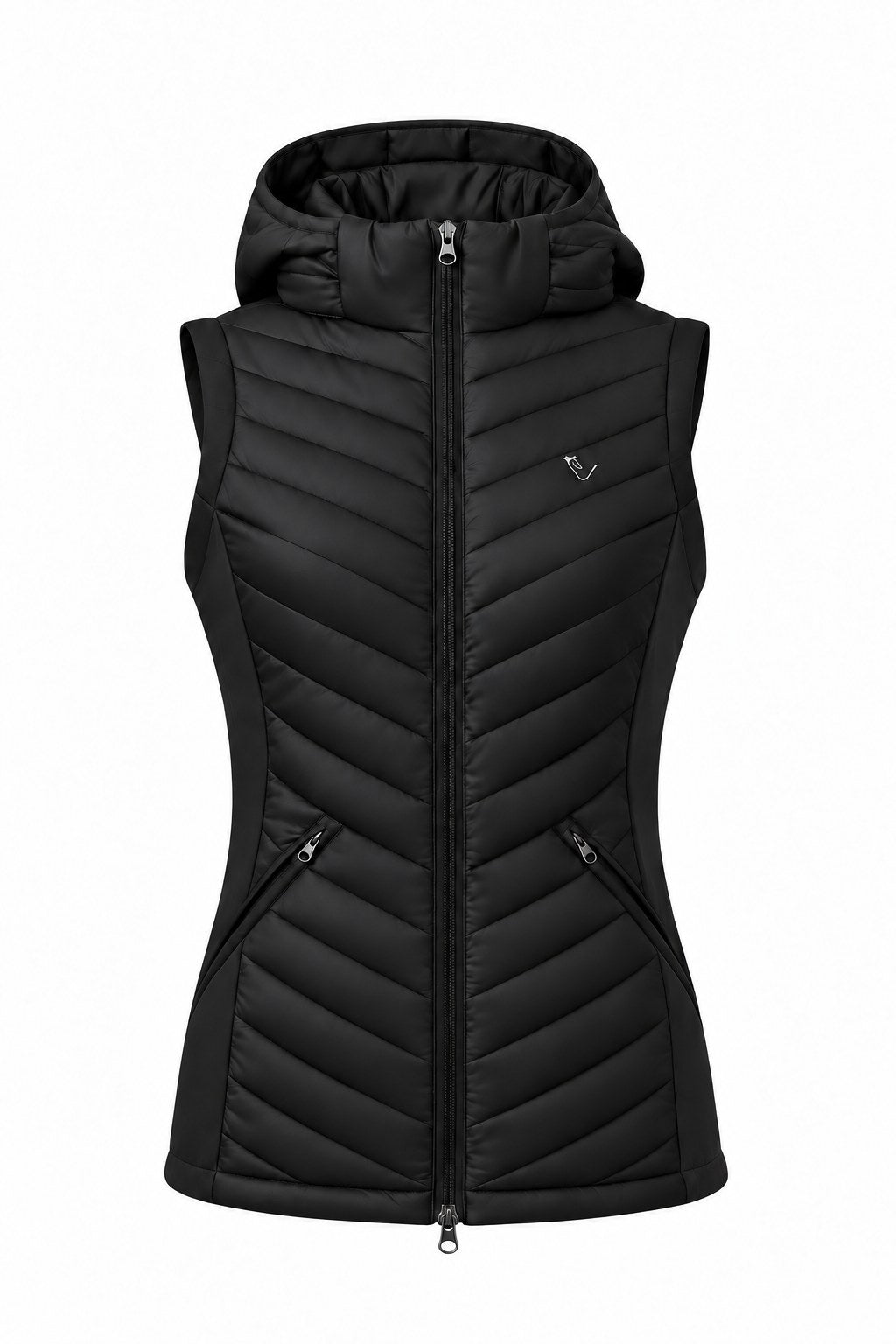 Cassini Steppweste Black – Front, matter plastischer Freisteller