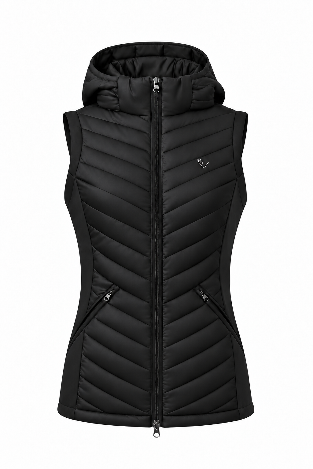 Cassini Steppweste Black – Front, matter plastischer Freisteller