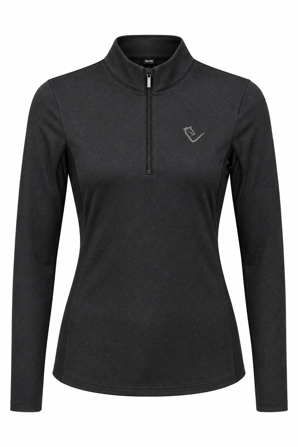 Funktionsshirt Easy Game Black Sparkle – Vorderansicht mit mattsilbernem Logo