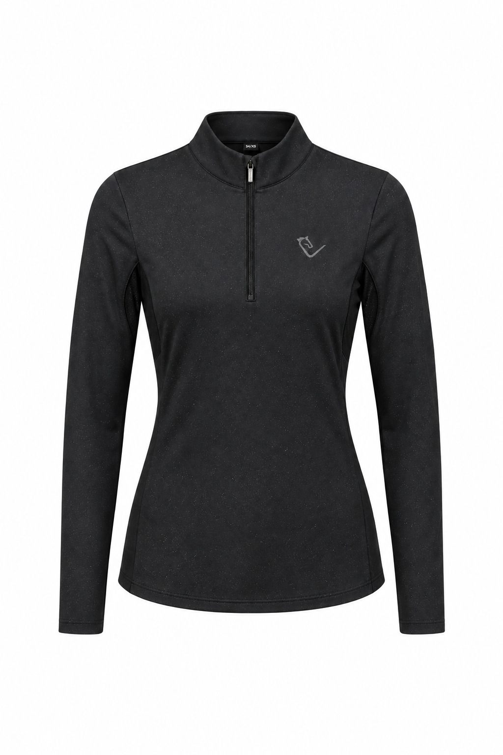 Funktionsshirt Easy Game Black Sparkle – Vorderansicht mit mattsilbernem Logo