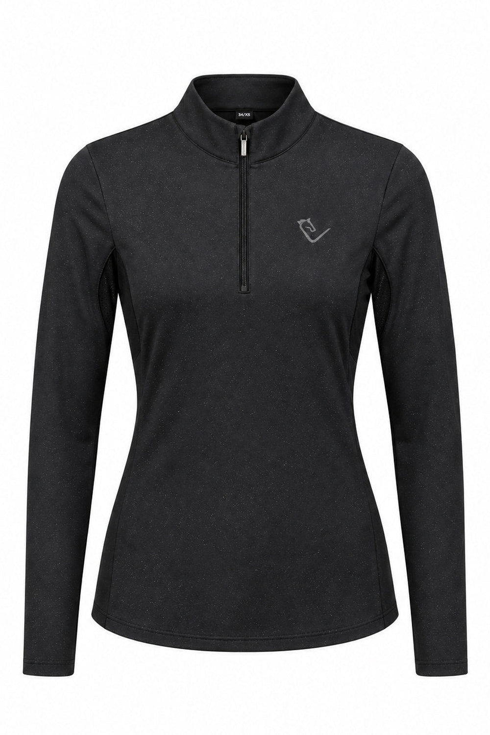 Funktionsshirt Easy Game Black Sparkle – Vorderansicht mit mattsilbernem Logo