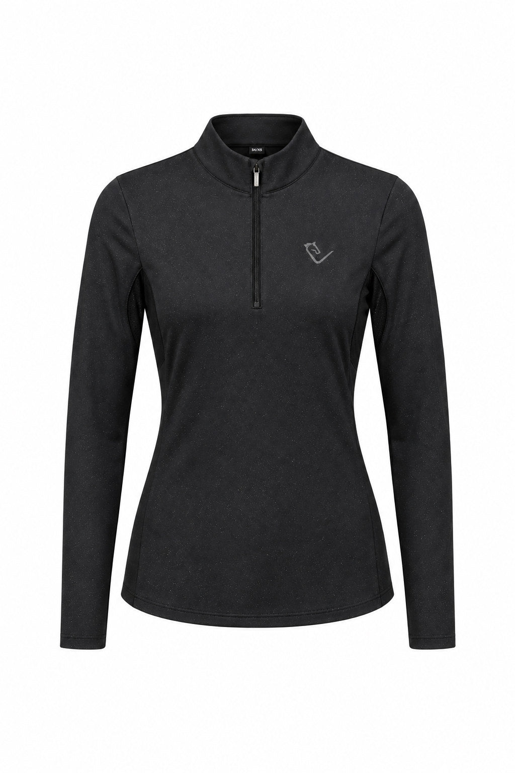 Funktionsshirt Easy Game Black Sparkle – Vorderansicht mit mattsilbernem Logo