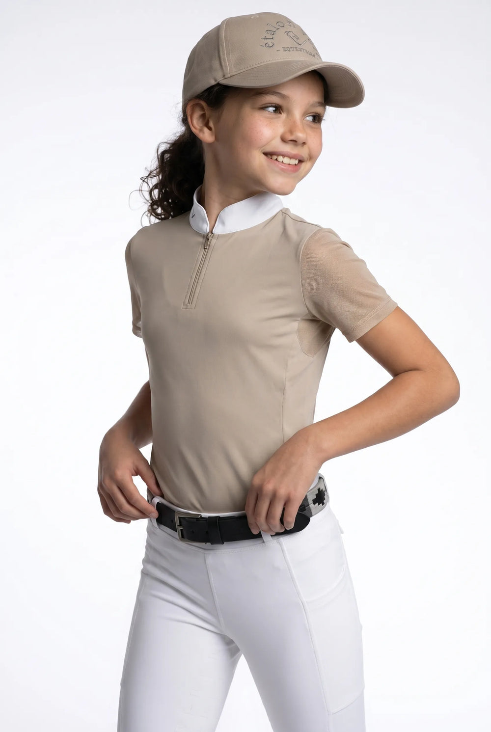 Chemise de concours Balou manches courtes Young Riders - Beige