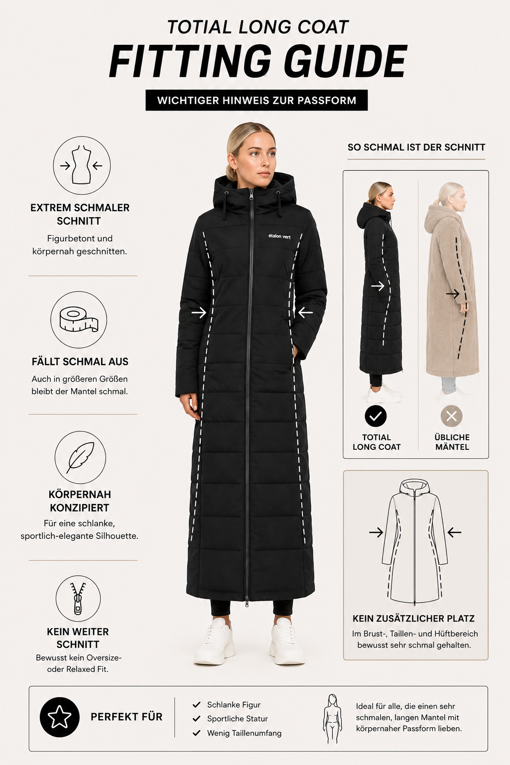 Totilas 2.0 Winter Mantel Lang - Black - Ultra SlimFit