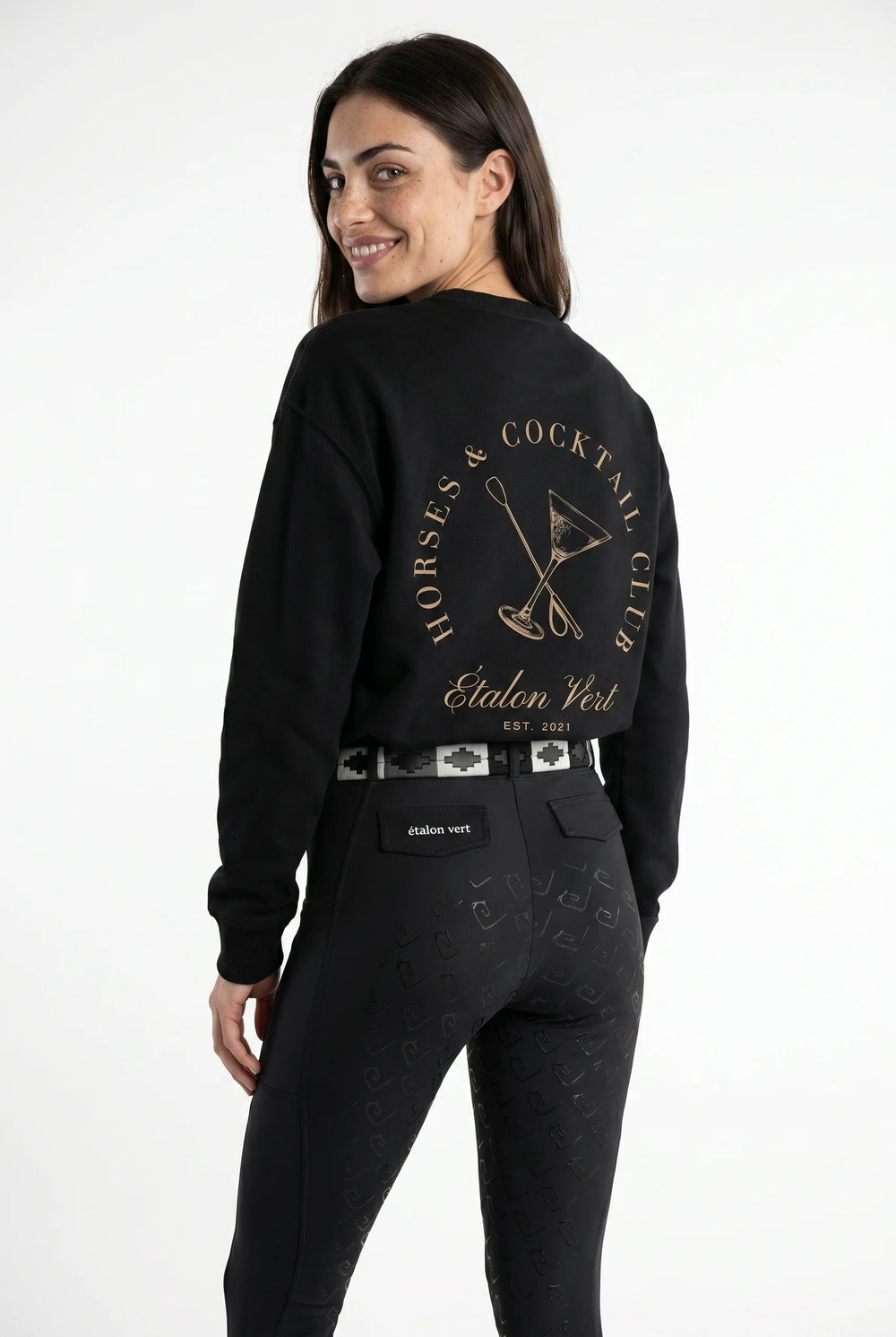 Fuego - Horses & Cocktail Club Oversized Sweater - Black *Limited Edition