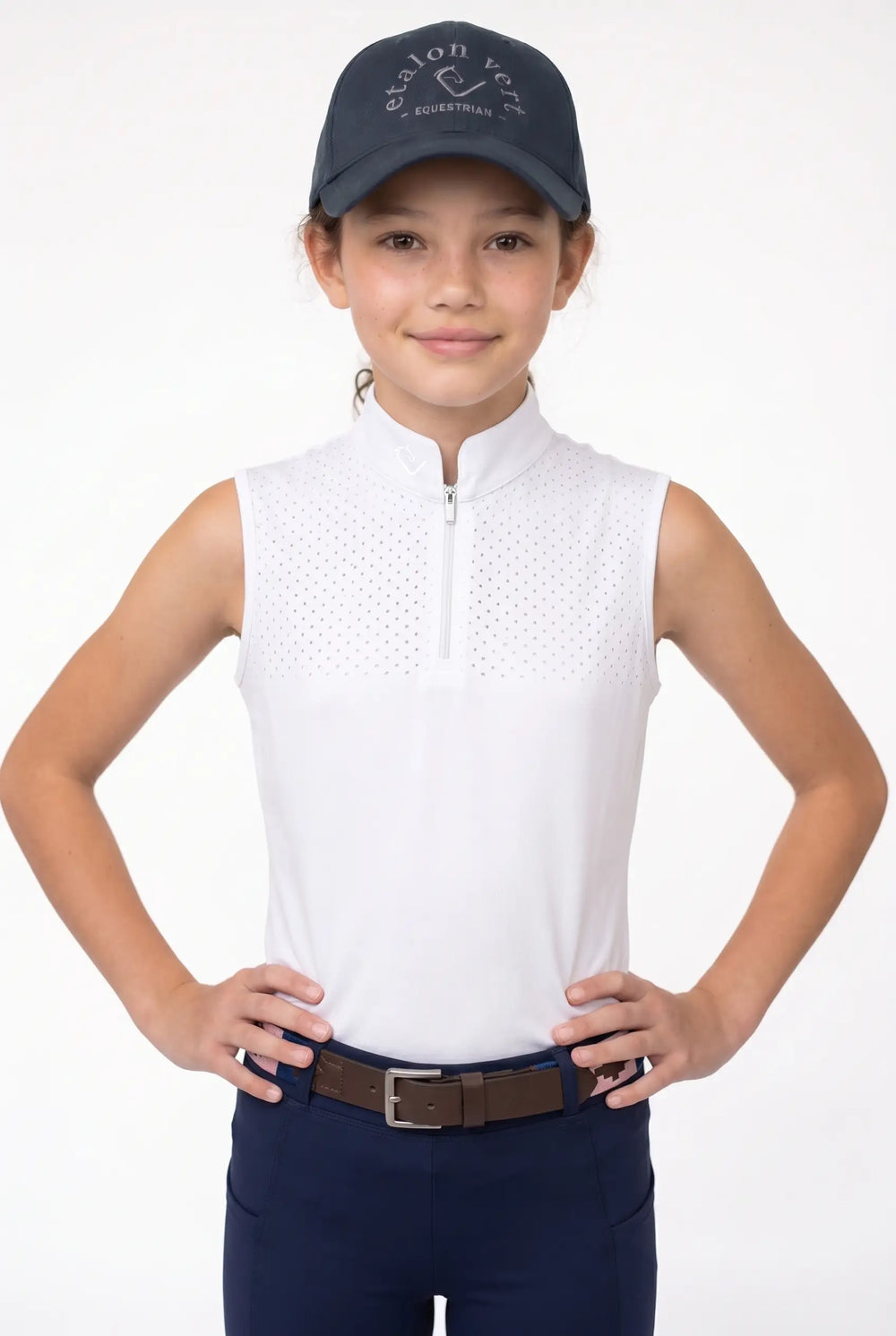 Performance Shirt Star Gold Young Riders Sleeveless perforated - White
